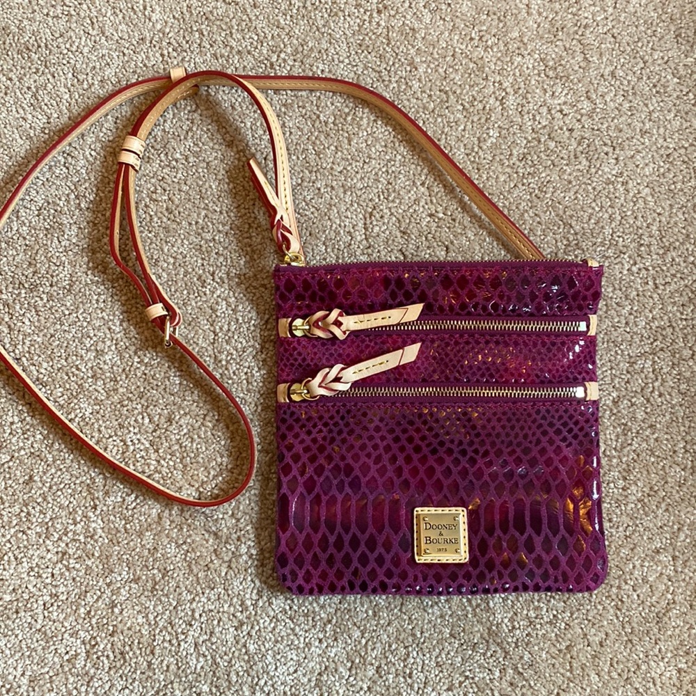 Dooney & Bourke Snakeskin Triple Zip Crossbody